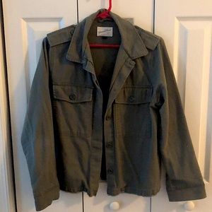Cropped army green utility jacket